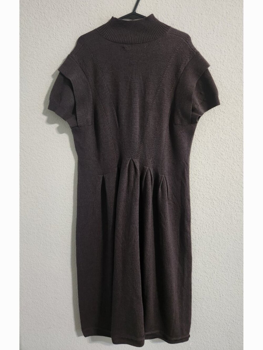 Antonio Melani Wool Knit Sweater Dress Short Sleeve Brown size large